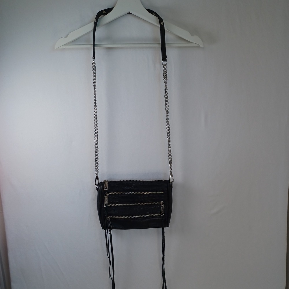 Rebecca Minkoff Crossbody Bag Black Leather Boho Biker - Picture 2 of 15